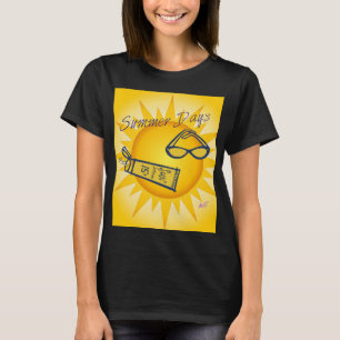 T-shirt Dias de Verão Marinho de sol Topo do Tanque azul