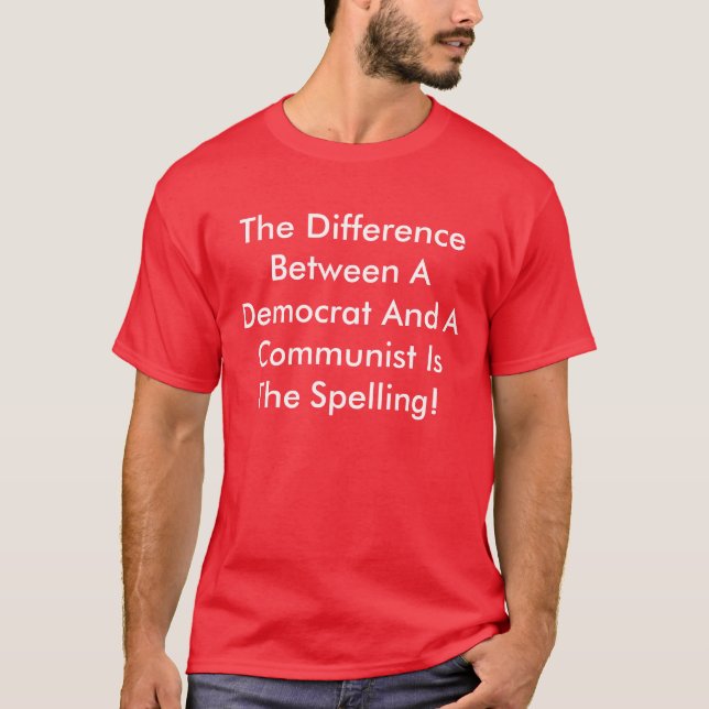 T-shirt Diferença Entre Democrata E Comunista (Frente)
