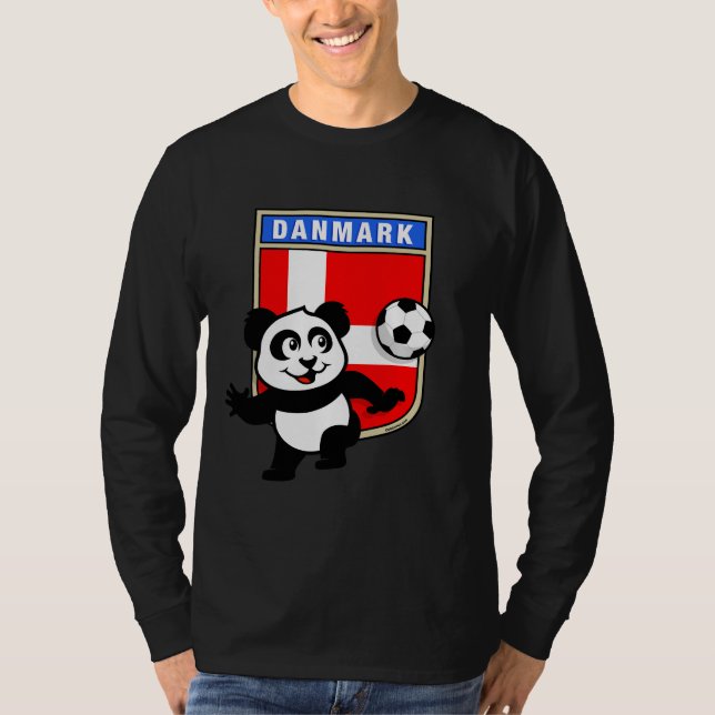 T-shirt Dinamarca Soccer Panda (camisas escuras) (Frente)