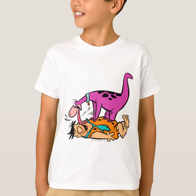 T-shirt Dino Licking Fred Flintstone (Frente)