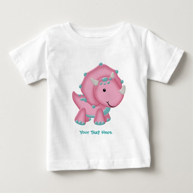 T-shirt Dino rosa (personalizável) (Frente)