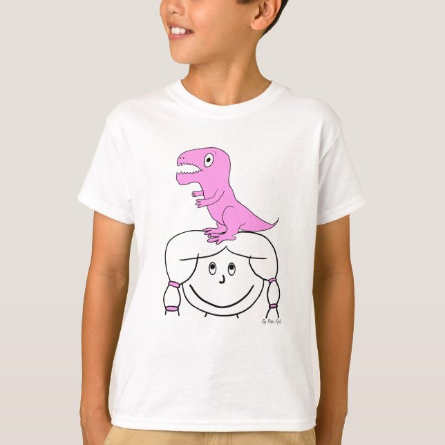 T-shirt "Dinossauro em minha cabeça!" O roupa da menina (Frente)
