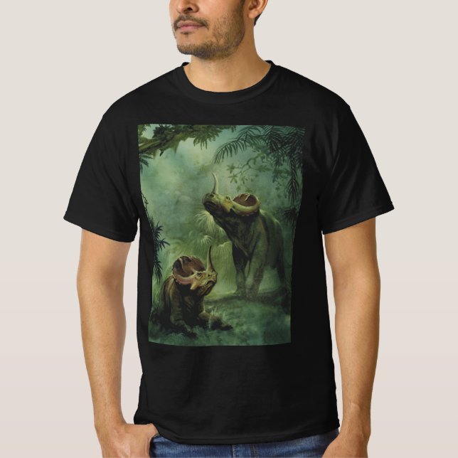 T-shirt Dinossauros Vintage, Centrosaurus na Selva (Frente)