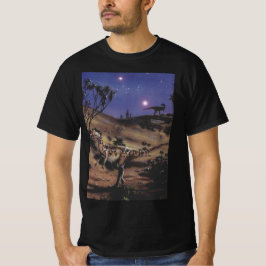 T-shirt Dinossauros Vintage, Dilophossauro numa Noite Estr