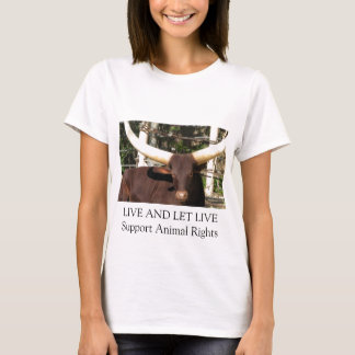 T-SHIRT DIREITOS DE OS ANIMAIS VIVAS E DEIXE VIVER DO