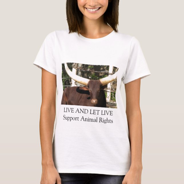 T-SHIRT DIREITOS DE OS ANIMAIS VIVAS E DEIXE VIVER DO (Frente)