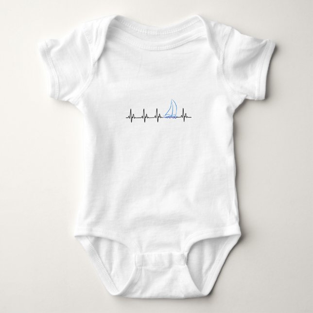 T-shirt Dirigindo Heartbeat Funny Sailboat (Frente)