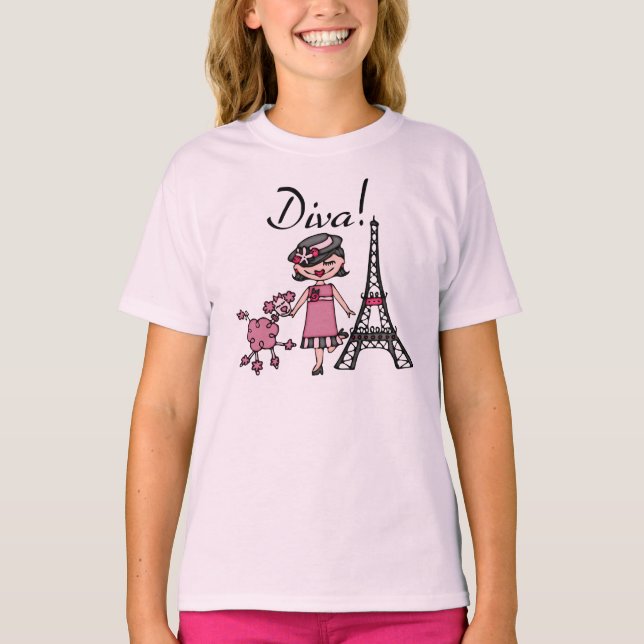 T-shirt Diva do cabelo preto (Frente)