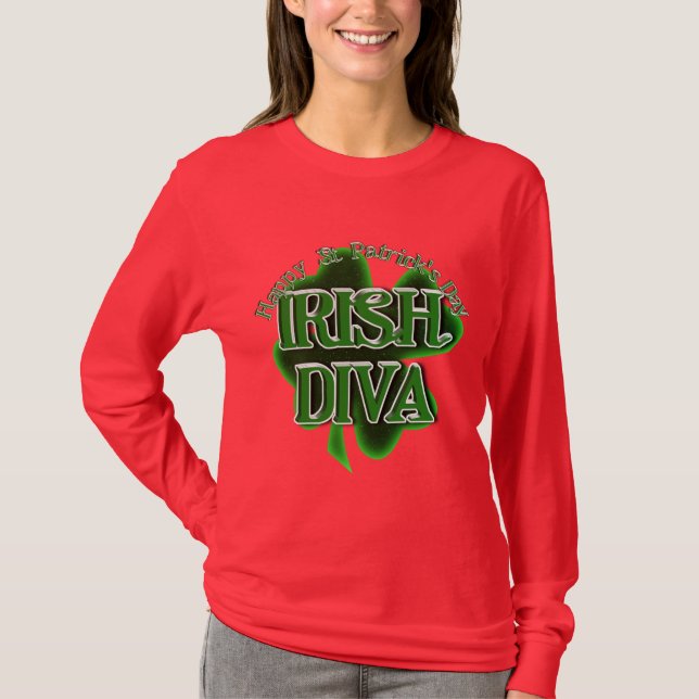 T-shirt Diva Irlandesa do Dia de Patrick (Frente)
