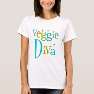 T-shirt Diva retro do vegetariano