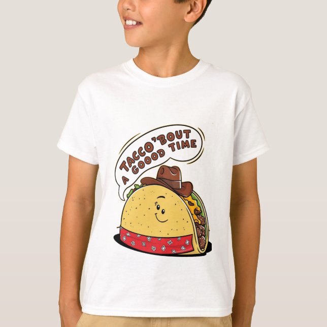 T-Shirt Diversão De Taco Para Crianças (Frente)