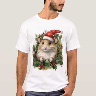 T-shirt divertida e amorosa do rato de Natal