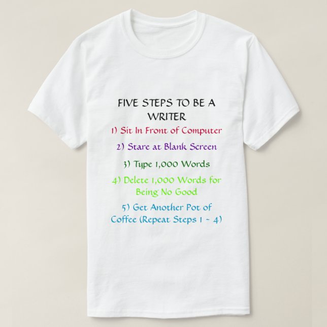 T-shirt do 5-Steps do escritor (Frente do Design)