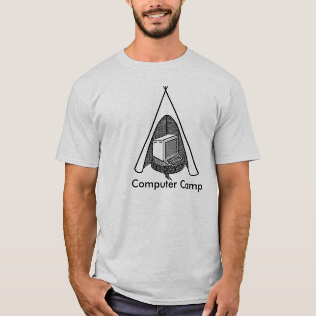 T-shirt do acampamento de computador (Frente)