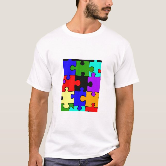 t-shirt do adulto da parte do quebra-cabeça de (Frente)