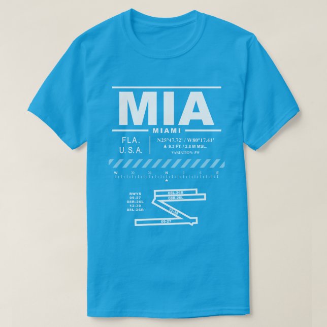 T-Shirt do Aeroporto Internacional de Miami MIA (Frente do Design)