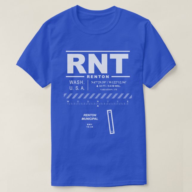 T-Shirt do Aeroporto Municipal de Renton (RNT) (Frente do Design)