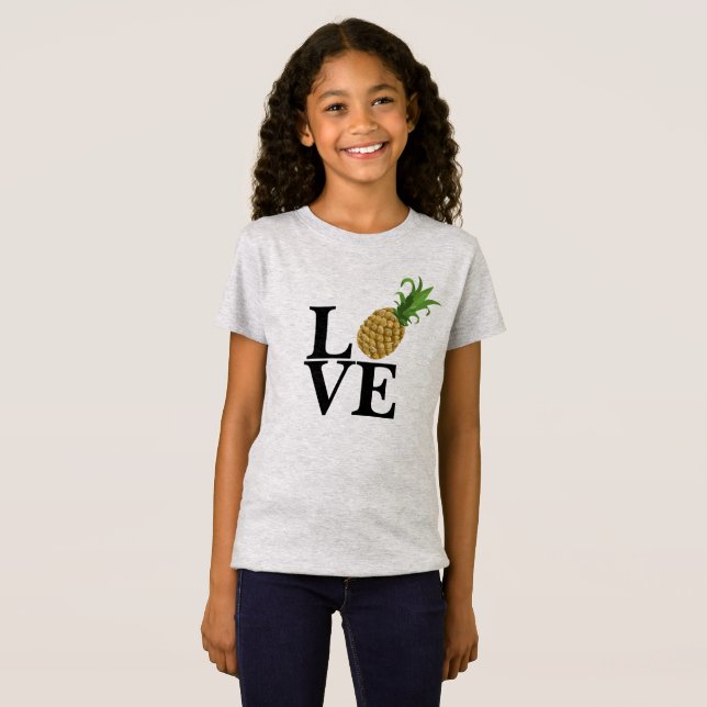 T-shirt do amor do abacaxi da menina (Frente Completa)