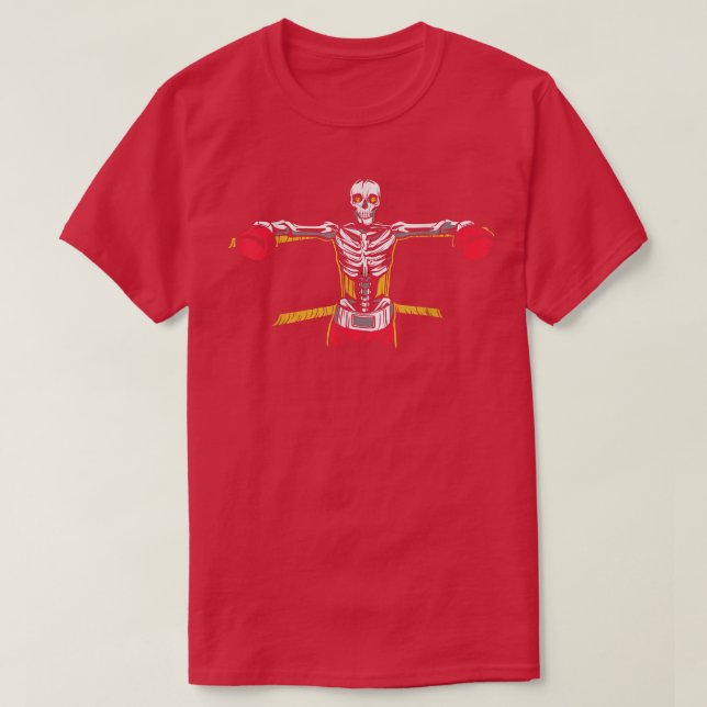 T-Shirt do anel de boxe do esqueleto (Frente do Design)