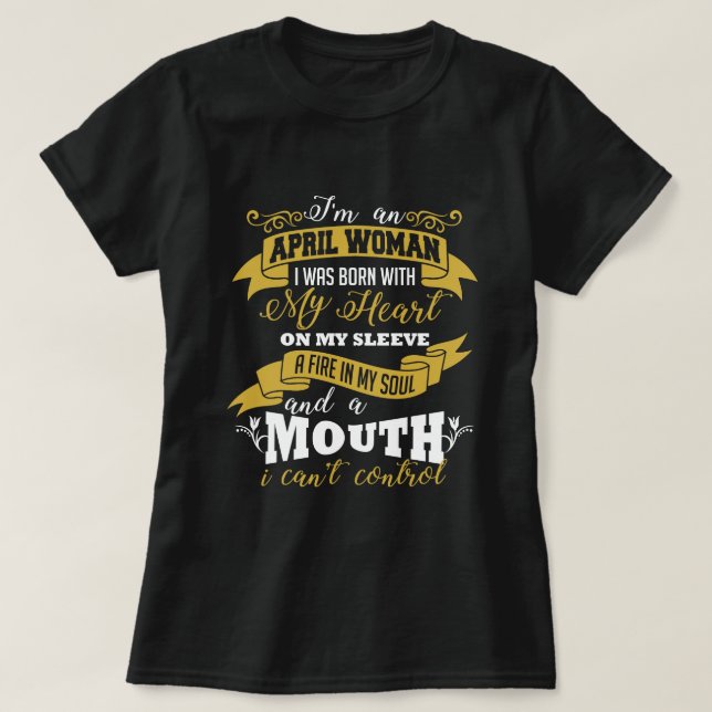 T-shirt do aniversário da mulher de abril (Frente do Design)