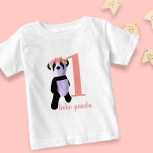 T-shirt do aniversário da panda bonito de Boho