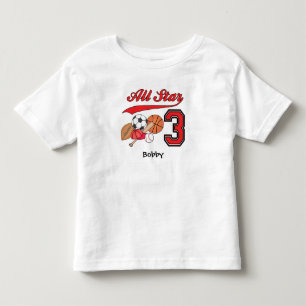 T-shirt do aniversário de 3 anos Toddler para Esp