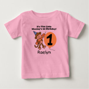 T-shirt do aniversário do macaco pequeno de Raely