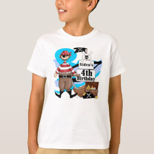 T-shirt do aniversário do pirata feito sob