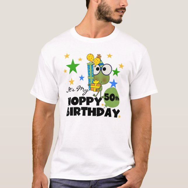 T-shirt do aniversário do sapo Hoppy 50th (Frente)