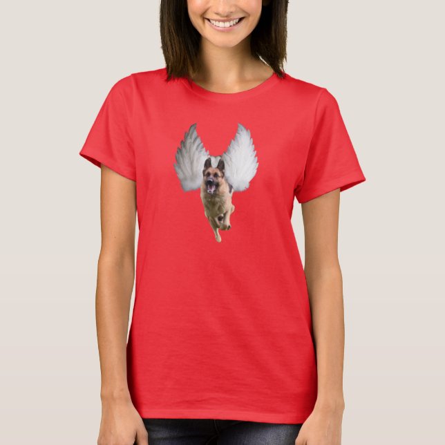 T-shirt do anjo do german shepherd das mulheres (Frente)