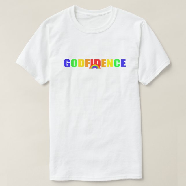 T-shirt do arco-íris de Godfidence (Frente do Design)