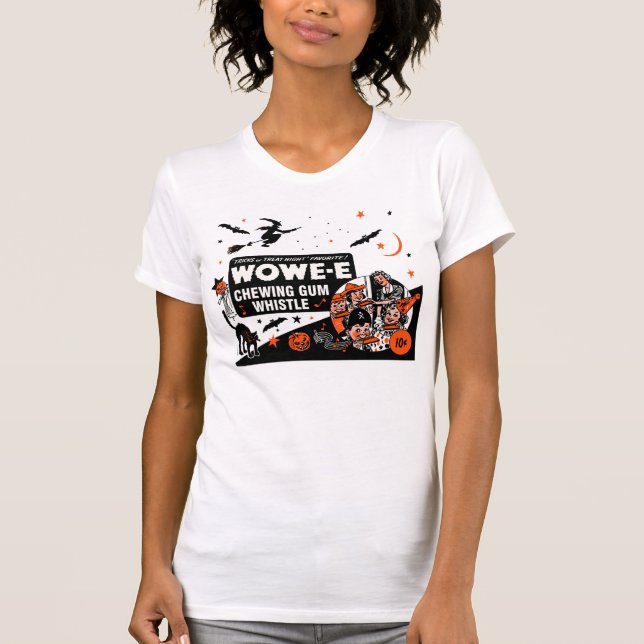 T-shirt do assobio do Dia das Bruxas Wowe-e (Frente)
