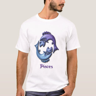 T-shirt do azul das senhoras do sinal dos peixes