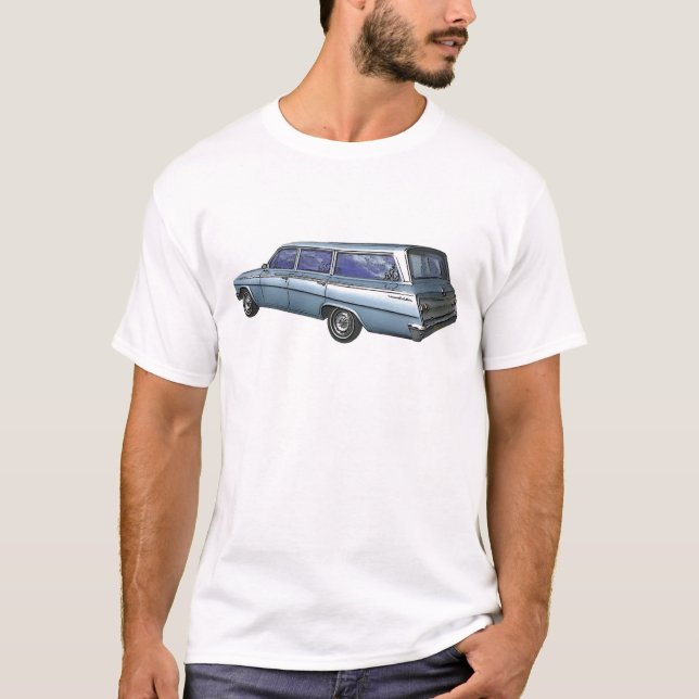 T-shirt Do azul de Chevrolet vagão 1962 de estação (Frente)