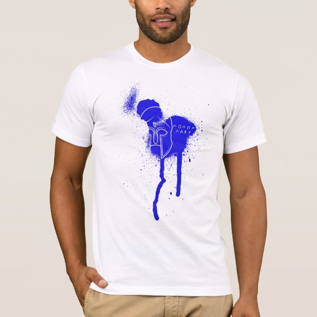 t-shirt do azul do labe do molon do hoplite (Frente)