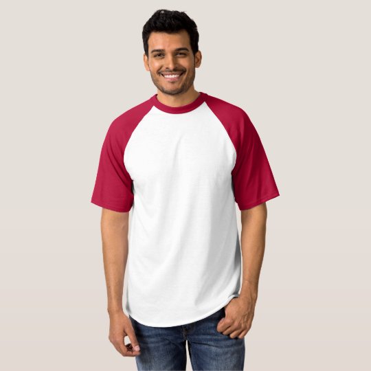 Camiseta Raglan Baseball, Masculina, Branco/Vermelho