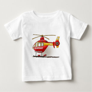 T-shirt do bebê da ambulância do helicóptero