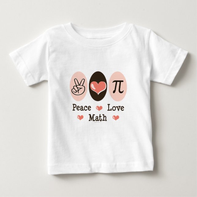 T-shirt do bebê da matemática do amor da paz (Frente)