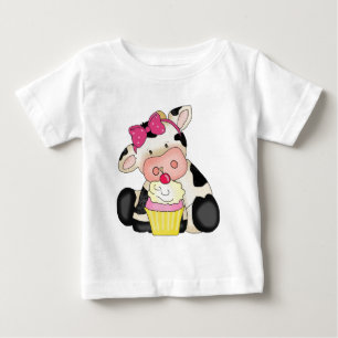 T-shirt do bebê da vaca do cupcake