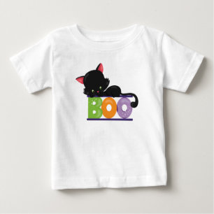 T-shirt do bebê da vaia do gato preto