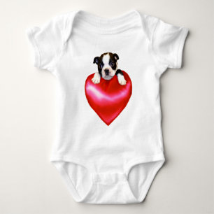 T-shirt do bebê de Boston Terrier do amor