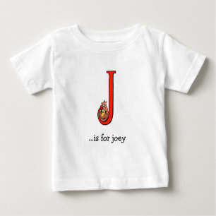 T-shirt do bebê do alfabeto: J é para Joey