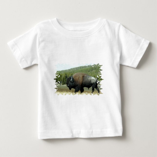 T-shirt do bebê do bisonte (Frente)