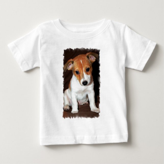 T-shirt do bebê do cão de filhote de cachorro de (Frente)
