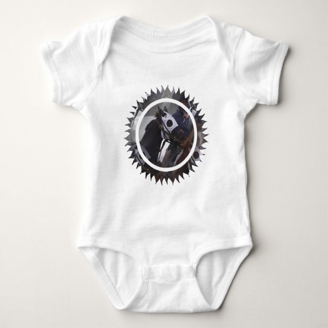 T-shirt do bebê do cavalo de raça (Frente)