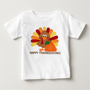 T-shirt do bebê do peru e da abóbora da acção