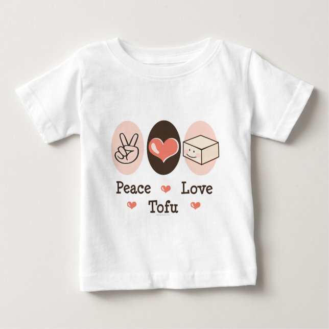T-shirt do bebê do Tofu do amor da paz (Frente)