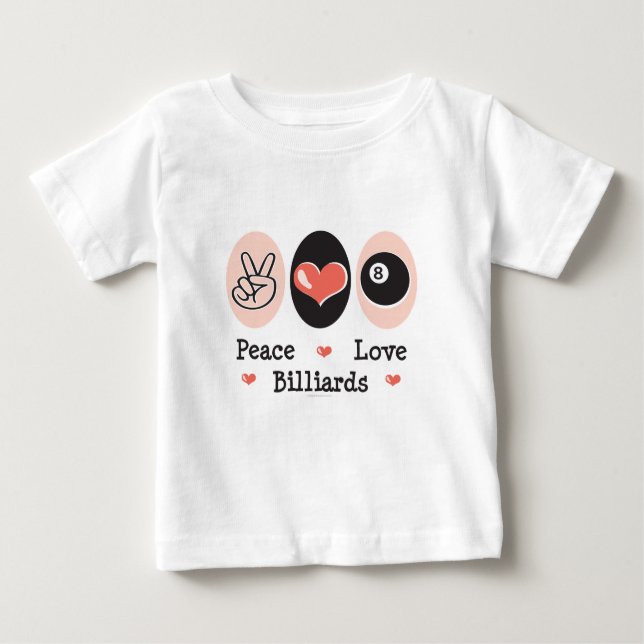 T-shirt do bebê dos bilhar do amor da paz (Frente)