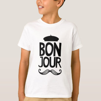 T-shirt do bigode de Bonjour do francês