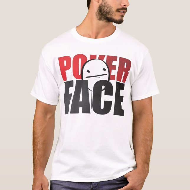T-shirt do branco de Meme da cara de póquer! (Frente)